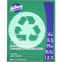 Hilroy Recycled Stitchbook, 72 pages, 1/2 Plain, 1/2 Interlined Ruling - 72 Pages - Plain, Interlined - 9.13" (231.78 mm) x 7.13" (180.98 mm) x 0.13" (3.18 mm) - White Paper - Lightweight - Recycled - 1 Each