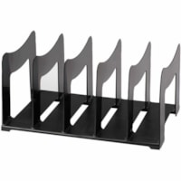 Grand & Toy 5-Section Desktop File Sorter - 5 Divider(s) - Vertical - 7.7" Height x 13.7" Width x 18.7" DepthDesktop - Durable - Black - Plastic - 1 Each