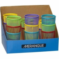 Merangue Mesh Pencil Cup, Assorted - 4.25" (107.95 mm) x 3" (76.20 mm) x 3" (76.20 mm) x - Metal - 1 - Assorted