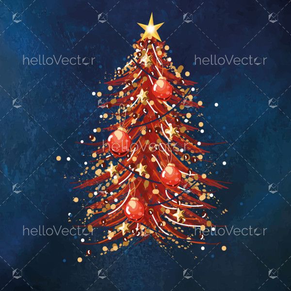 Christmas Tree Illustrated in Vector Style