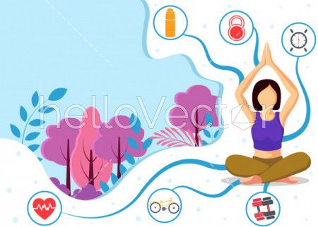 Woman doing exercise, Health and fitness concept banner design