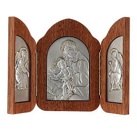 Basrelief Trilogie Madonna und Kind mit Engeln, Silber und Gold