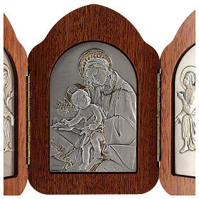 Basrelief Trilogie Madonna und Kind mit Engeln, Silber und Gold