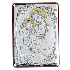 Flachrelief aus Bilaminat mit Sankt Joseph und Jesuskind, 10 x 7 cm