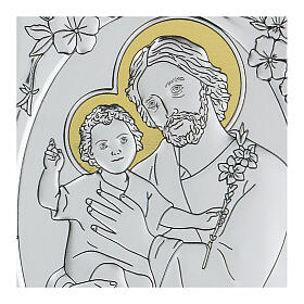 Flachrelief aus Bilaminat mit Sankt Joseph und Jesuskind, 10 x 7 cm