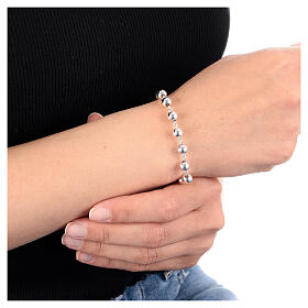 Bracciale charm Giubileo 2025 grani lisci argento 925 6 mm