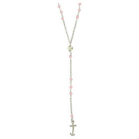 Rosario Giubileo gemme rosa argento 925 perla di fiume Endless