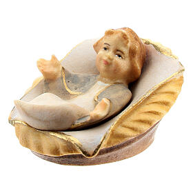 Jesus inside manger 12 cm, nativity Original Comet, in painted Val Gardena wood