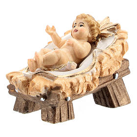 Baby Jesus in manger 11 cm, nativity Rainell, in painted wood