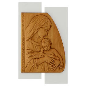 Bassrelief, Muttergottes mit Kind, Holz, 55x32 cm