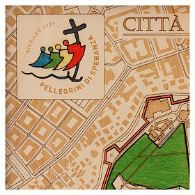 Wooden Relief Map of the Vatican with Limited Edition Jubilee Logo 35x35 cm