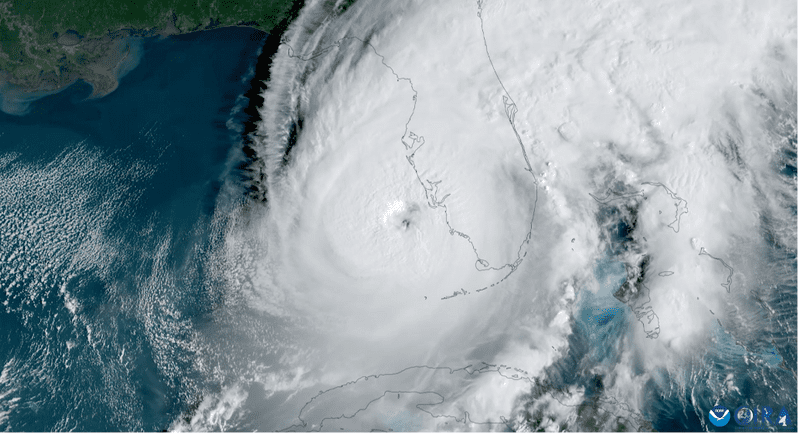 Satellite image of Hurricane Ian as it nears Florida on Sept 28.