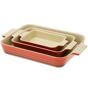 Le Creuset ovenschalen 79161000600080 set van 3, rechthoekig, rood