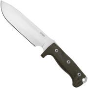 LionSteel M7 CVG Satin, Green Canvas Micarta coltello fisso, Molletta design