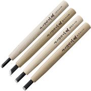 Yoshiharu Y-4 Mitomoto Japanese wood carving knives, set of 4