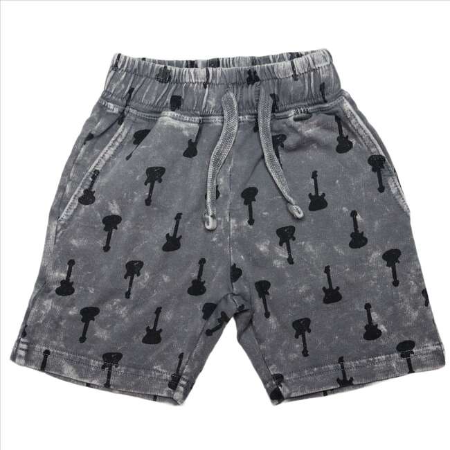 Kids Printed Enzyme Shorts - Guitars on Coal