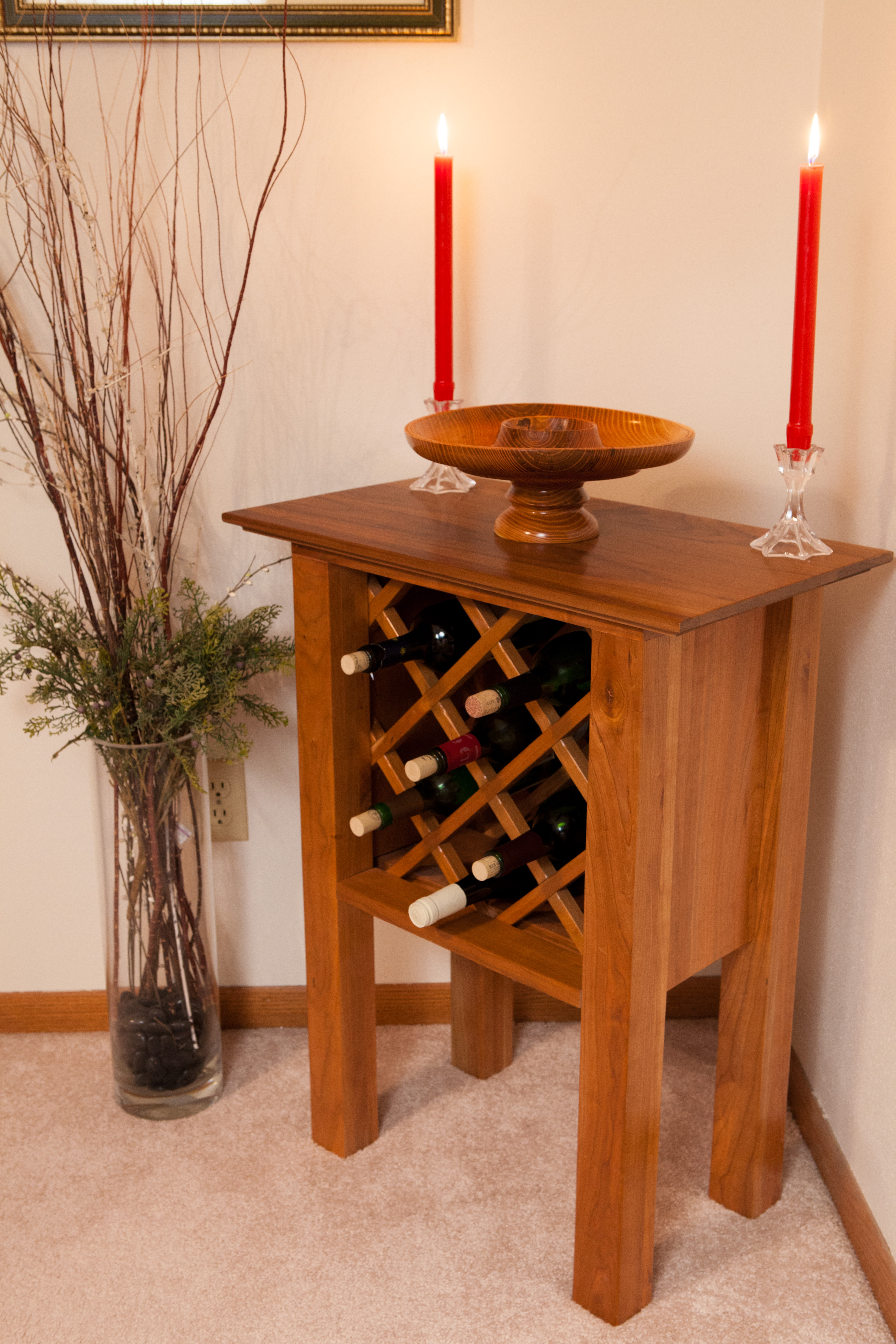 Cherry Wine Rack Table With And Without Door 2 