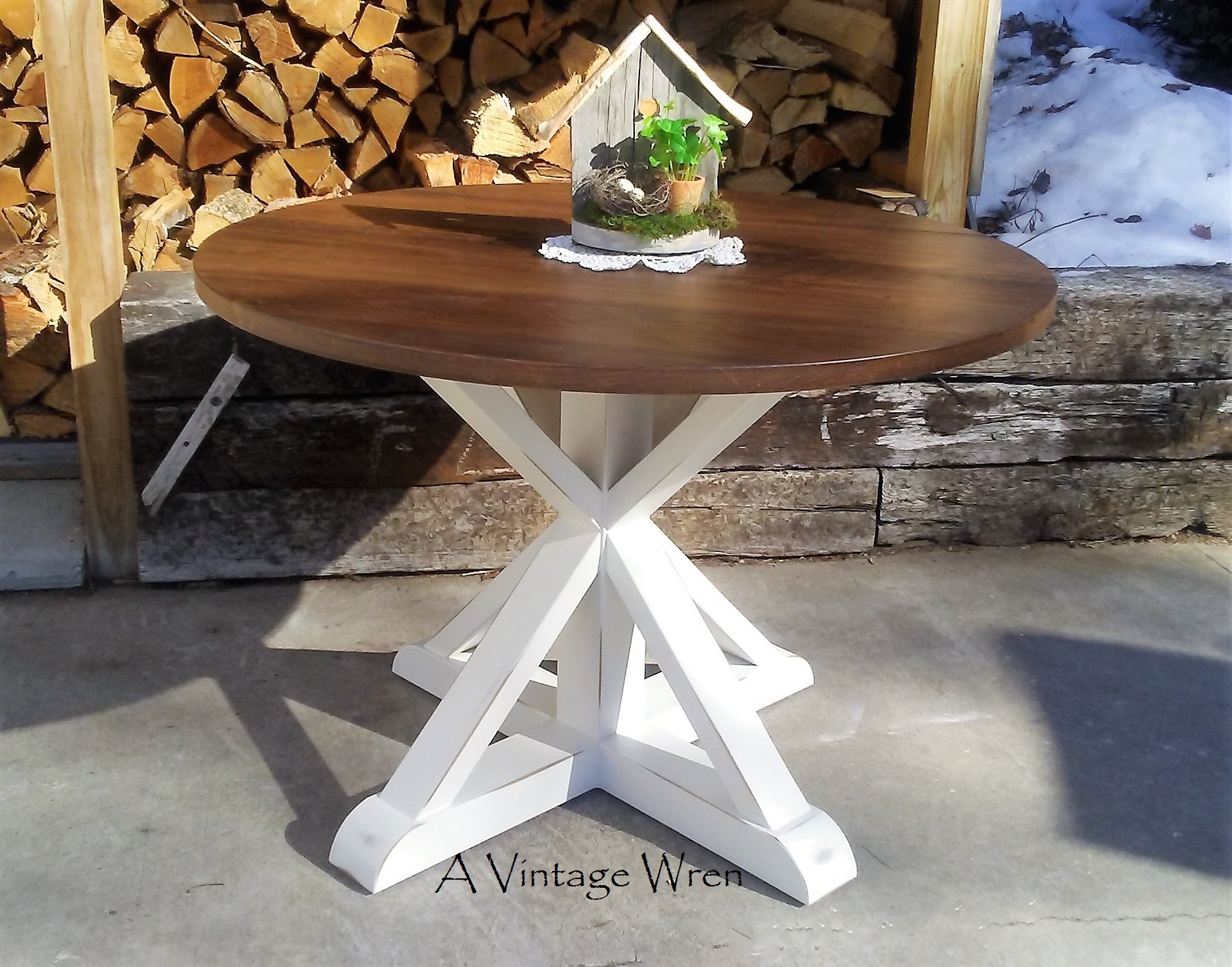 Pedestal Table/ Modern Rustic Farm Table 1 