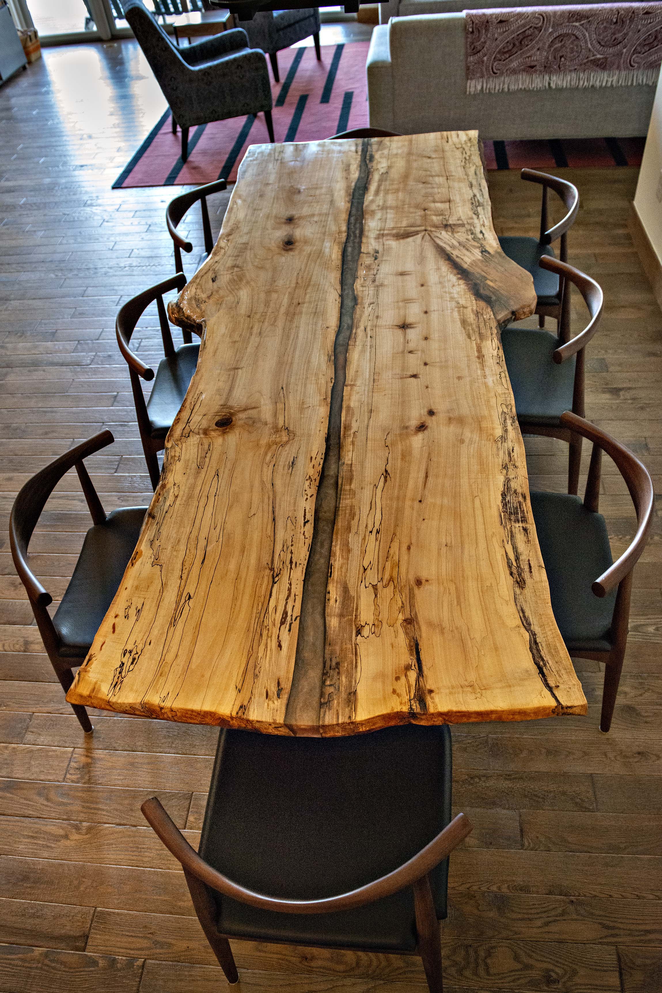 Organic Live Or Natural Edge Spalted Maple With Copper And Bronze Dining Or Kitchen Table