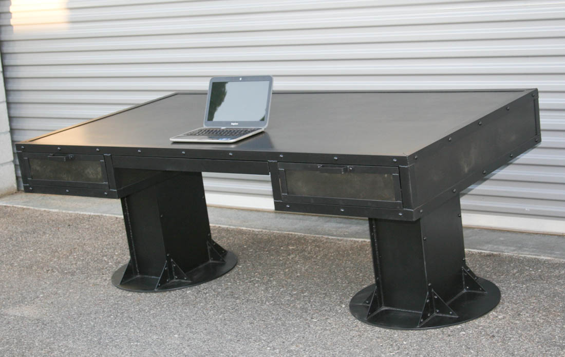 Vintage Industrial Desk With Drawers. Steel, Custom Sizes & Reclaimed Wood Avail. Urban, Modern 4 