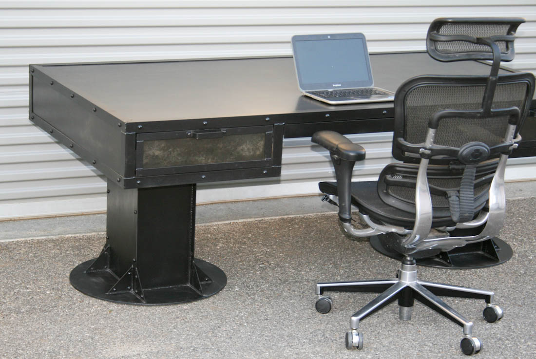 Vintage Industrial Desk With Drawers. Steel, Custom Sizes & Reclaimed Wood Avail. Urban, Modern 5 