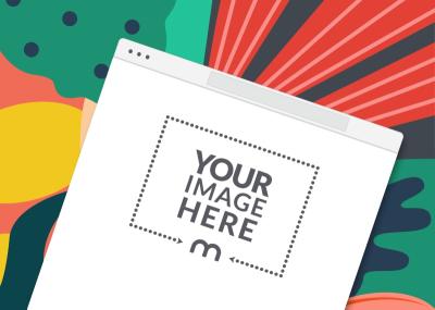 Website Screen Mockup in Vibrant Colorful Background