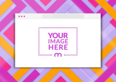 Website Screen Mockup in Purple Orange Background