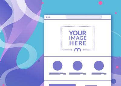 Full Size Website Screen Mockup with Blue Background