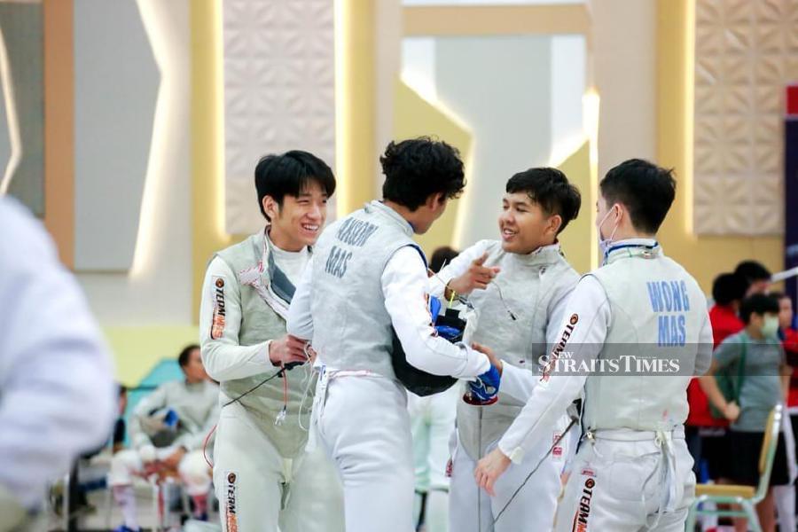  Team event in Bangkok, the Navy Open 2023. Seen here are (from left) fencers Tristan Chang, Hydheer Natakusuma, Uzair Zafran Badroel Rizwan and Wong Jo Hann.