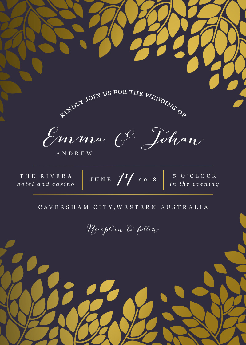 Customise Page Of Caesar Leaf | Flat Foil | Wedding Invitations