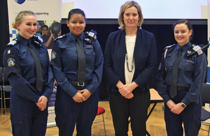 Home Secretary and members of Greenwich volunteer police cadets