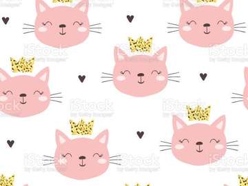 Beautiful pink kittens with golden crowns online puzzle