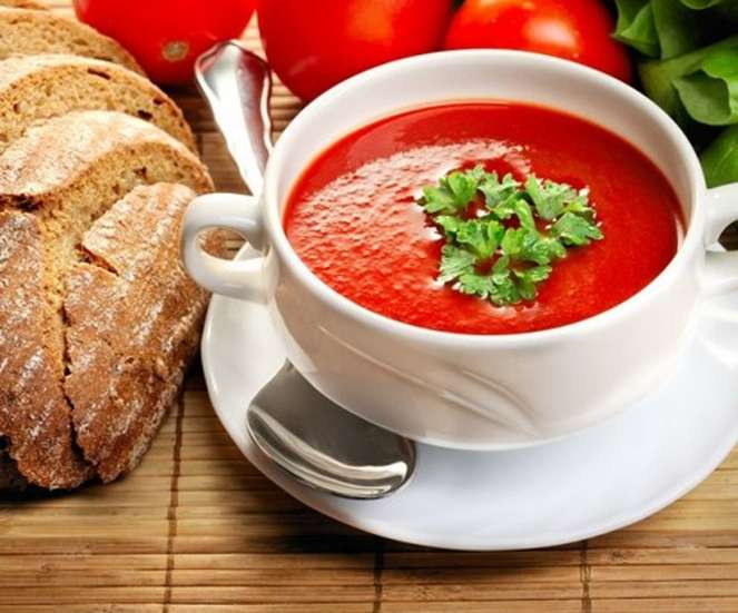 Soup - tomato cream in a broth jigsaw puzzle online