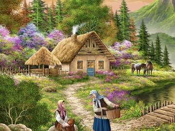 Rural life-neighbors-gossip time :) online puzzle