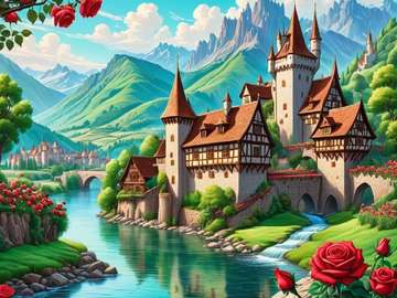 A beautiful castle by the river online puzzle