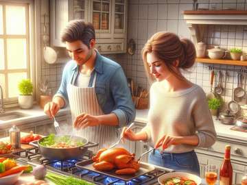 Cooking together jigsaw puzzle online