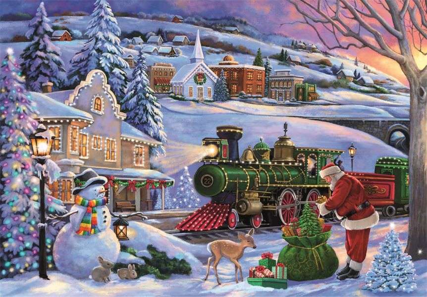 Christmas in town with Santa Claus online puzzle