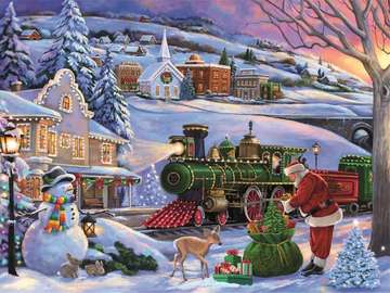 Christmas in town with Santa Claus online puzzle