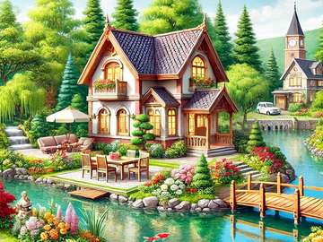 Cottage on the river jigsaw puzzle online