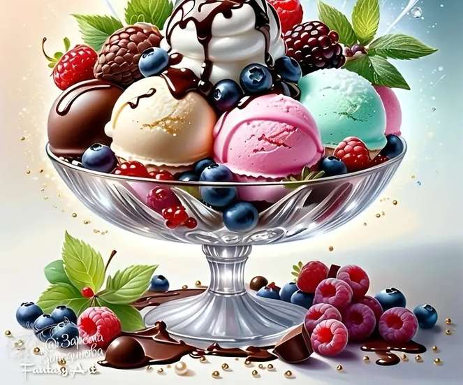 ice cream dessert with forest fruits online puzzle