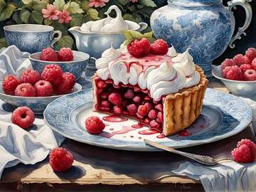 cupcake with raspberries for afternoon tea jigsaw puzzle online