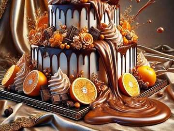 Oranges in chocolate jigsaw puzzle online