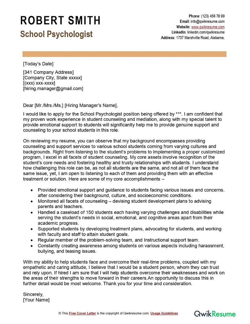 5+ Psychology Cover Letter - LuviniaClinton