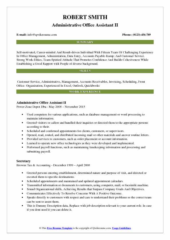 Administrative Office Assistant Resume Samples