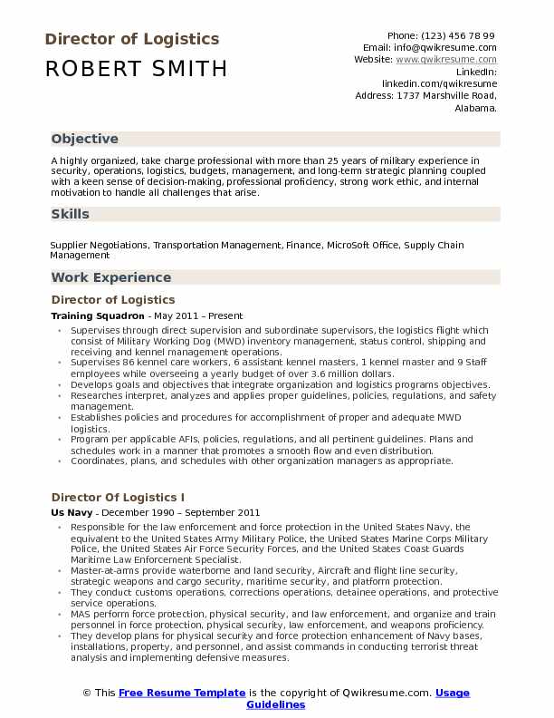 Logistics Manager Resume Template - prntbl.concejomunicipaldechinu.gov.co