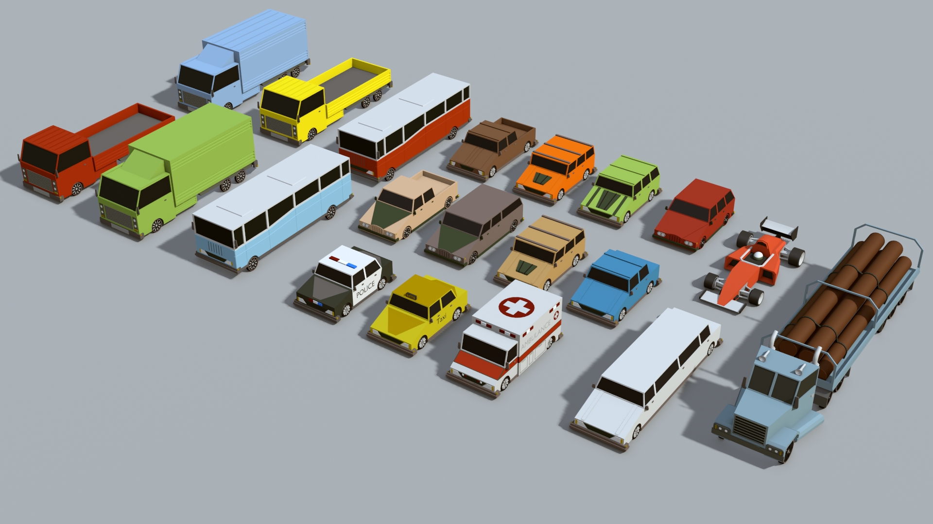 3D Collection of low-poly cars - Blender Market