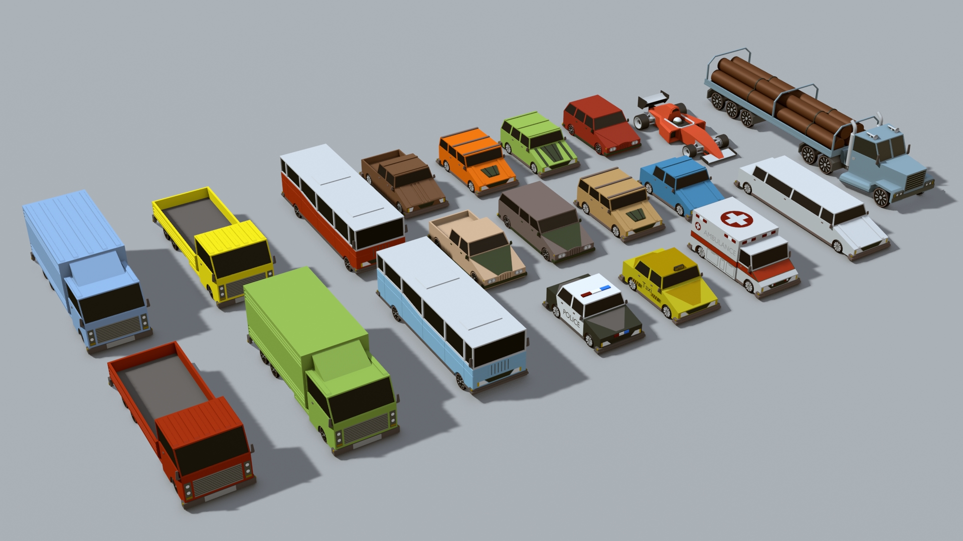 3D Collection of low-poly cars - Blender Market