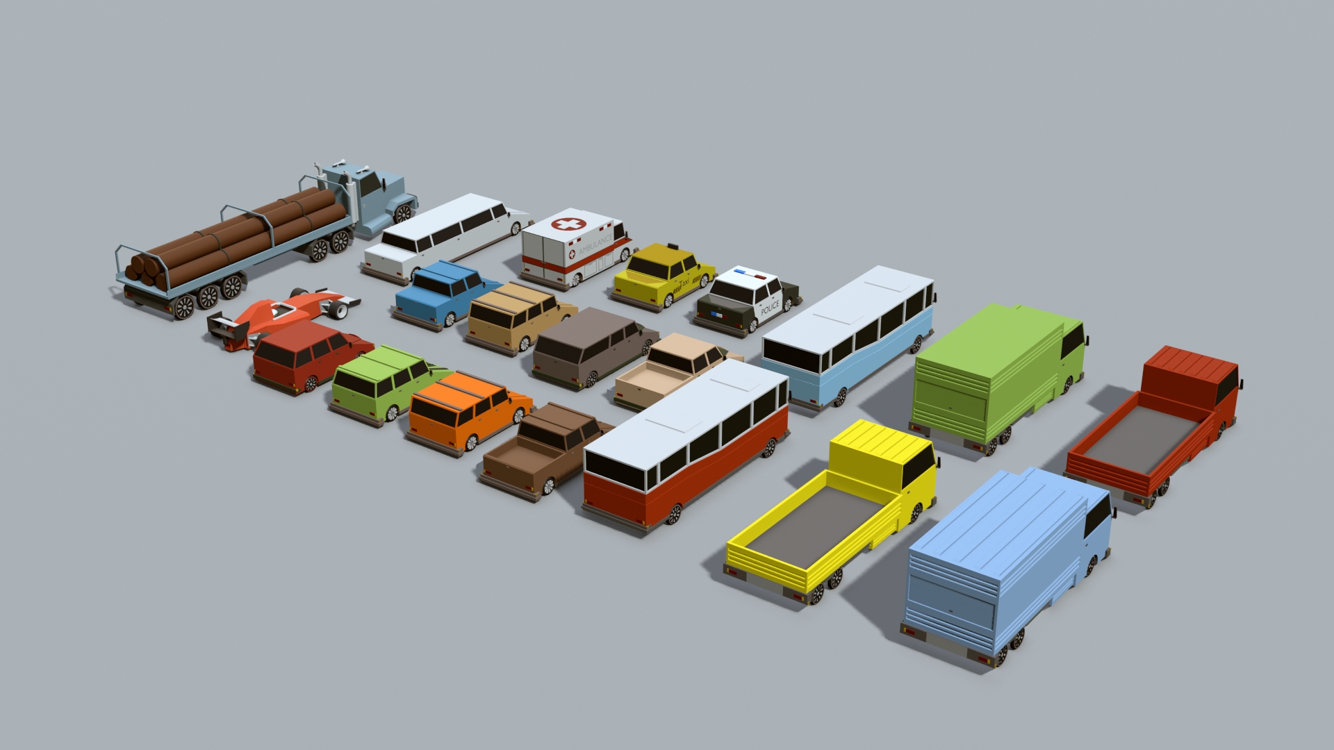 3D Collection of low-poly cars - Blender Market