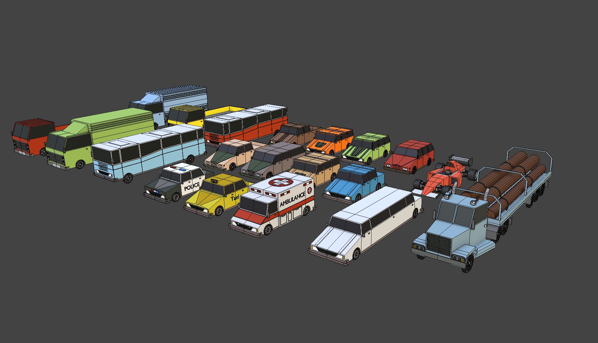 3D Collection of low-poly cars - Blender Market