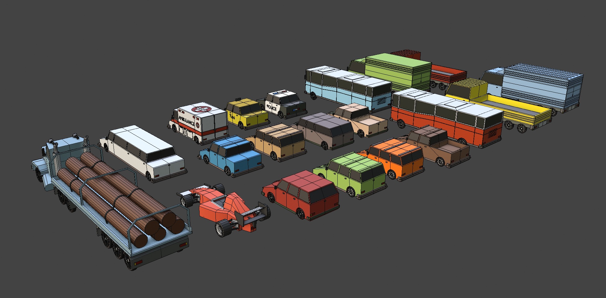 3D Collection of low-poly cars - Blender Market